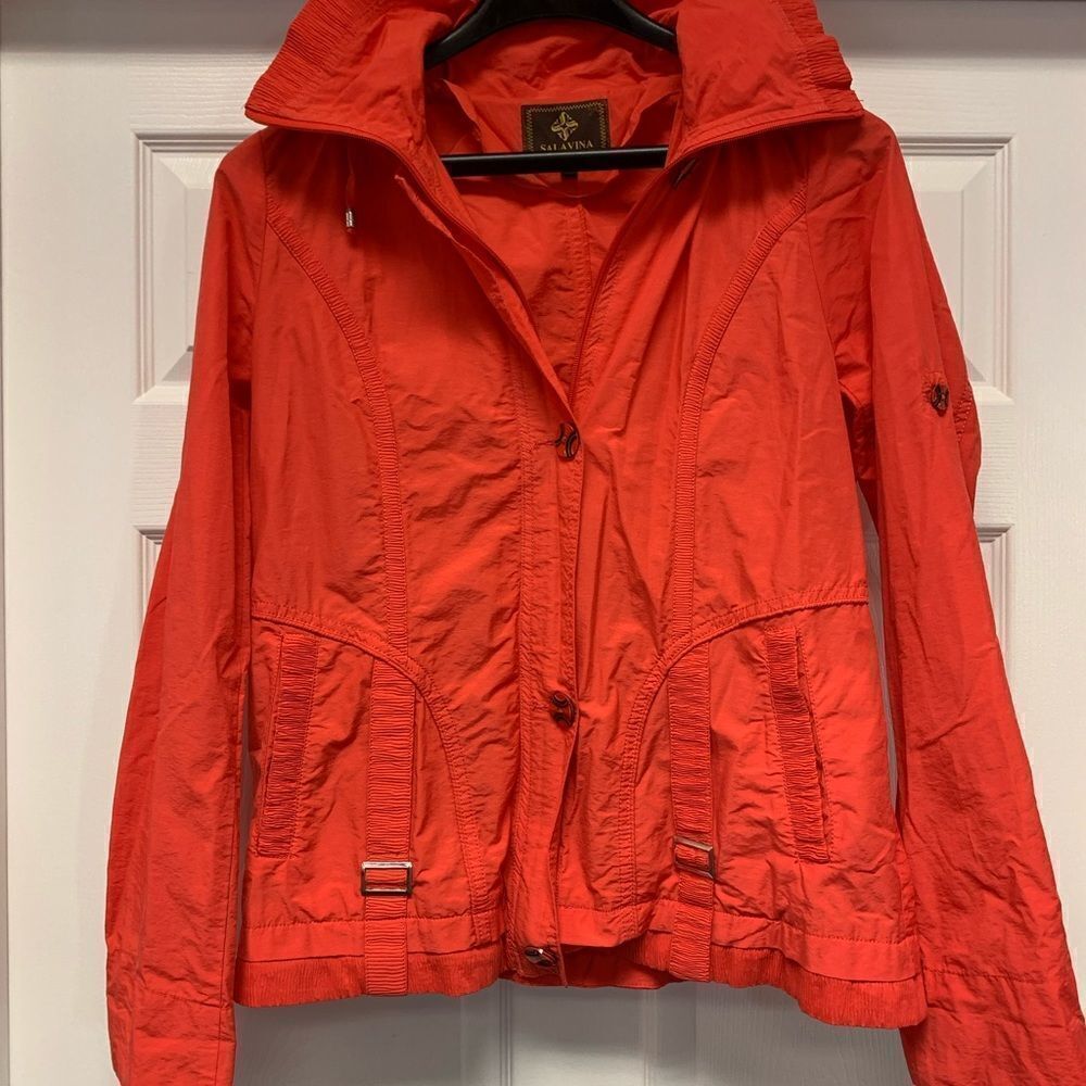 Salavina Orange Parachute Utility Jacket Zip Off Hood sz 48/50 or XL